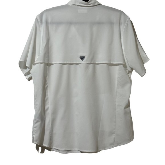 Columbia PFG women's size XL white button front pockets short sleeve top - Picture 5 of 12